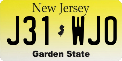NJ license plate J31WJO