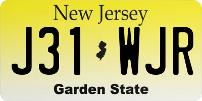 NJ license plate J31WJR