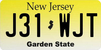NJ license plate J31WJT