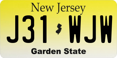 NJ license plate J31WJW