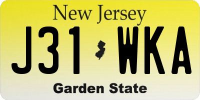 NJ license plate J31WKA