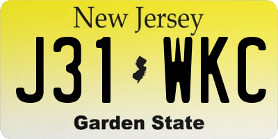 NJ license plate J31WKC