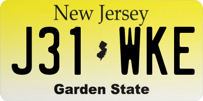 NJ license plate J31WKE
