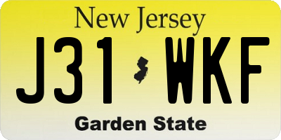 NJ license plate J31WKF