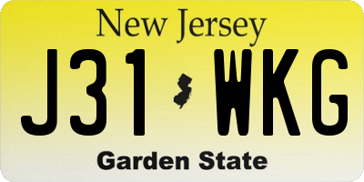 NJ license plate J31WKG