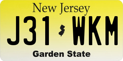 NJ license plate J31WKM