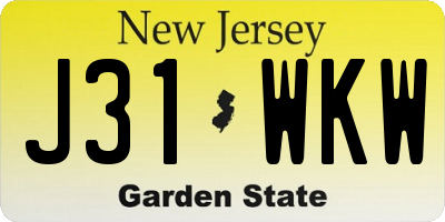 NJ license plate J31WKW