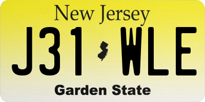 NJ license plate J31WLE