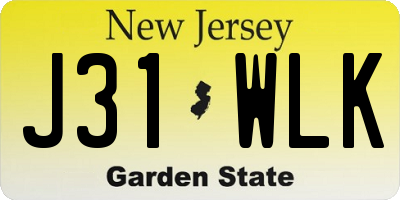 NJ license plate J31WLK