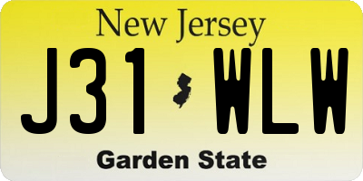 NJ license plate J31WLW