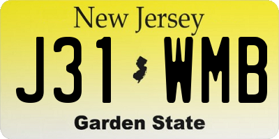 NJ license plate J31WMB