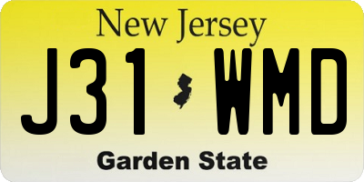 NJ license plate J31WMD