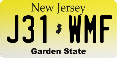NJ license plate J31WMF