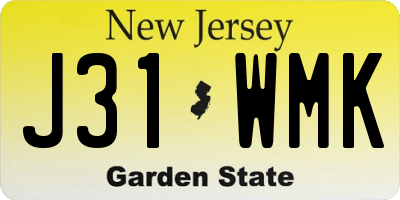 NJ license plate J31WMK