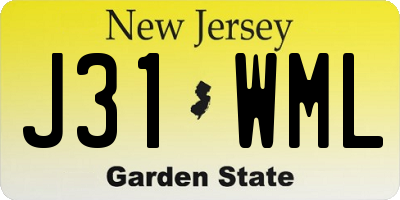 NJ license plate J31WML