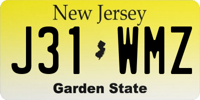 NJ license plate J31WMZ