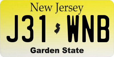 NJ license plate J31WNB