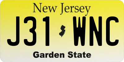 NJ license plate J31WNC