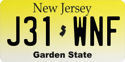 NJ license plate J31WNF