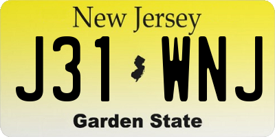 NJ license plate J31WNJ