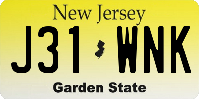 NJ license plate J31WNK