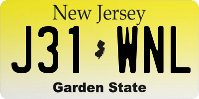 NJ license plate J31WNL