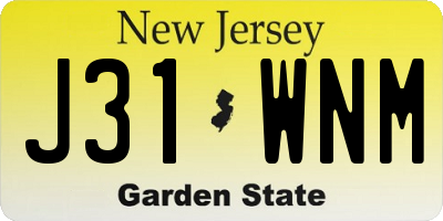 NJ license plate J31WNM