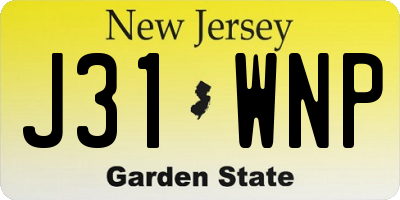 NJ license plate J31WNP