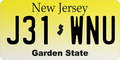 NJ license plate J31WNU