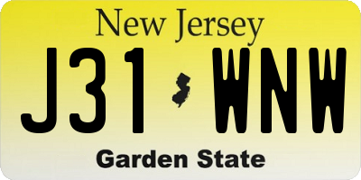 NJ license plate J31WNW
