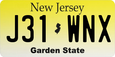 NJ license plate J31WNX
