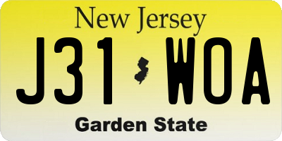 NJ license plate J31WOA