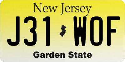 NJ license plate J31WOF