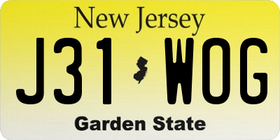 NJ license plate J31WOG