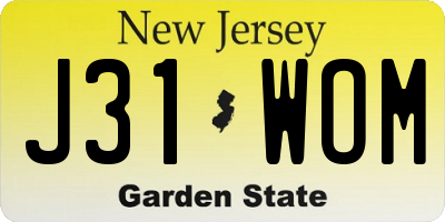 NJ license plate J31WOM
