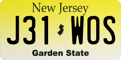 NJ license plate J31WOS
