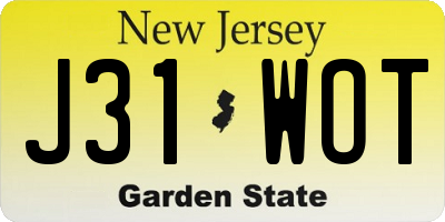 NJ license plate J31WOT