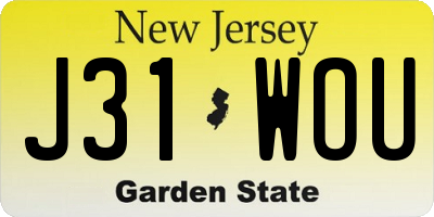 NJ license plate J31WOU