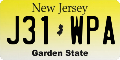 NJ license plate J31WPA