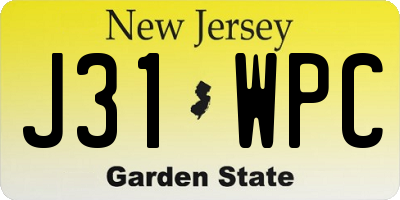 NJ license plate J31WPC