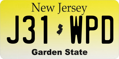 NJ license plate J31WPD