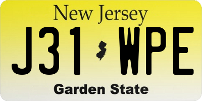 NJ license plate J31WPE