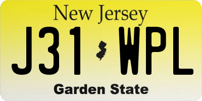 NJ license plate J31WPL
