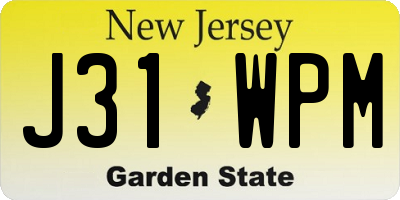 NJ license plate J31WPM