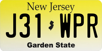 NJ license plate J31WPR