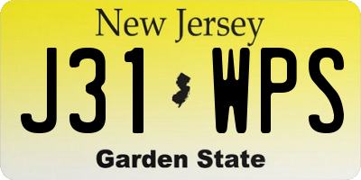 NJ license plate J31WPS