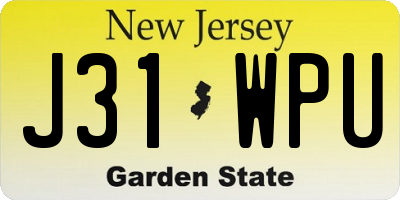 NJ license plate J31WPU