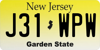 NJ license plate J31WPW