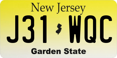 NJ license plate J31WQC