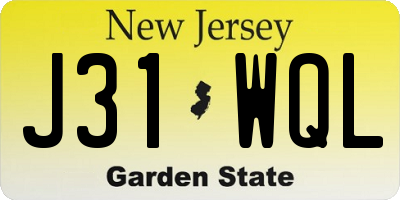NJ license plate J31WQL